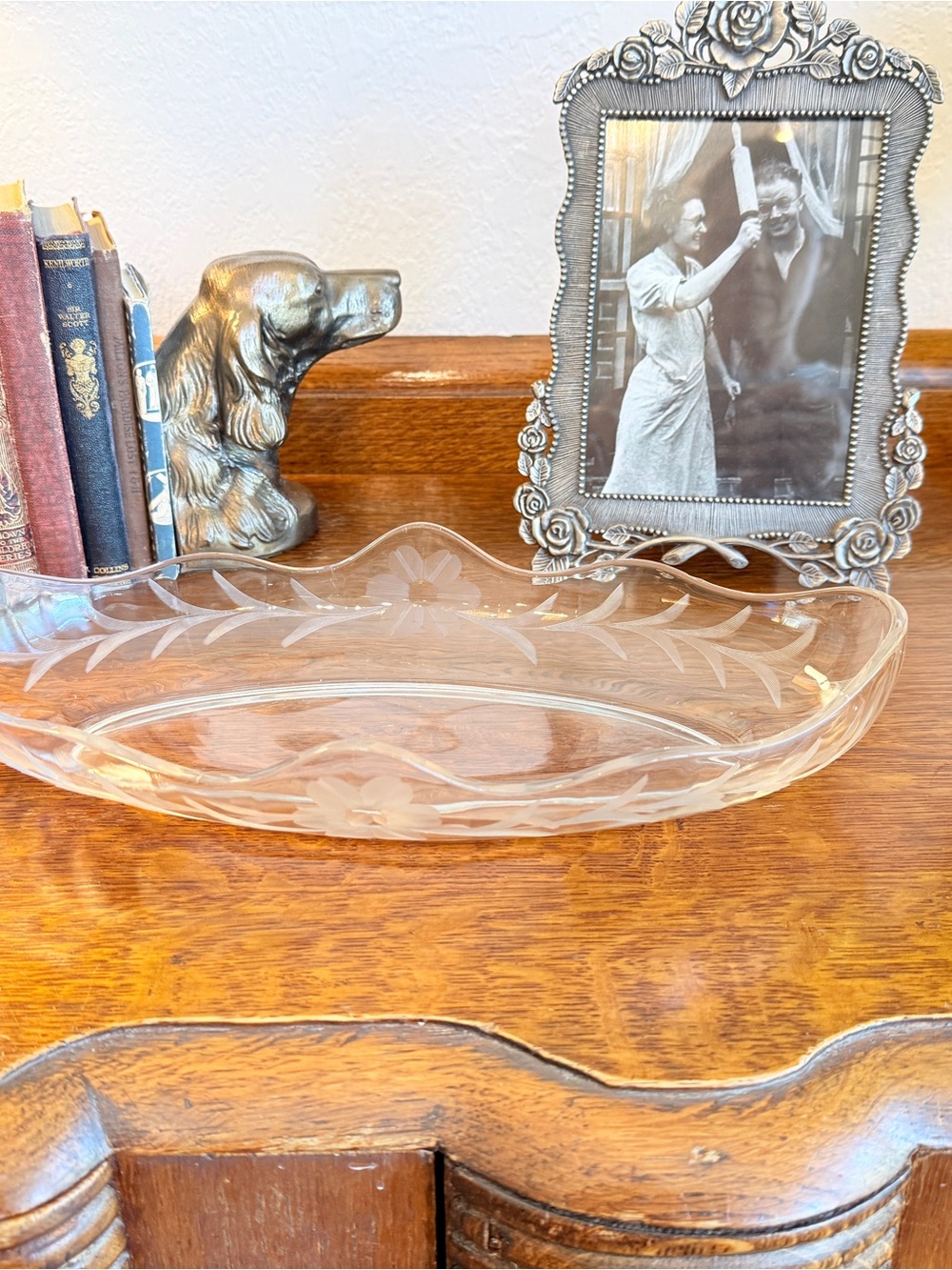 Fostoria Etched Clear Glass Celery / Relish Dish – Heather Pattern #343 - Picture 12 of 14